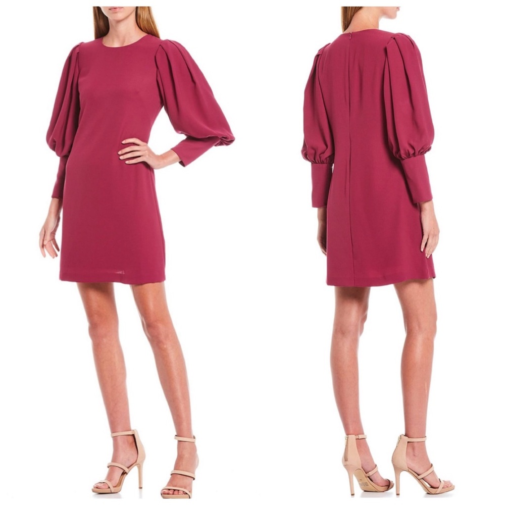 Eliza J Balloon Sleeve Crepe Sheath Dress NWT